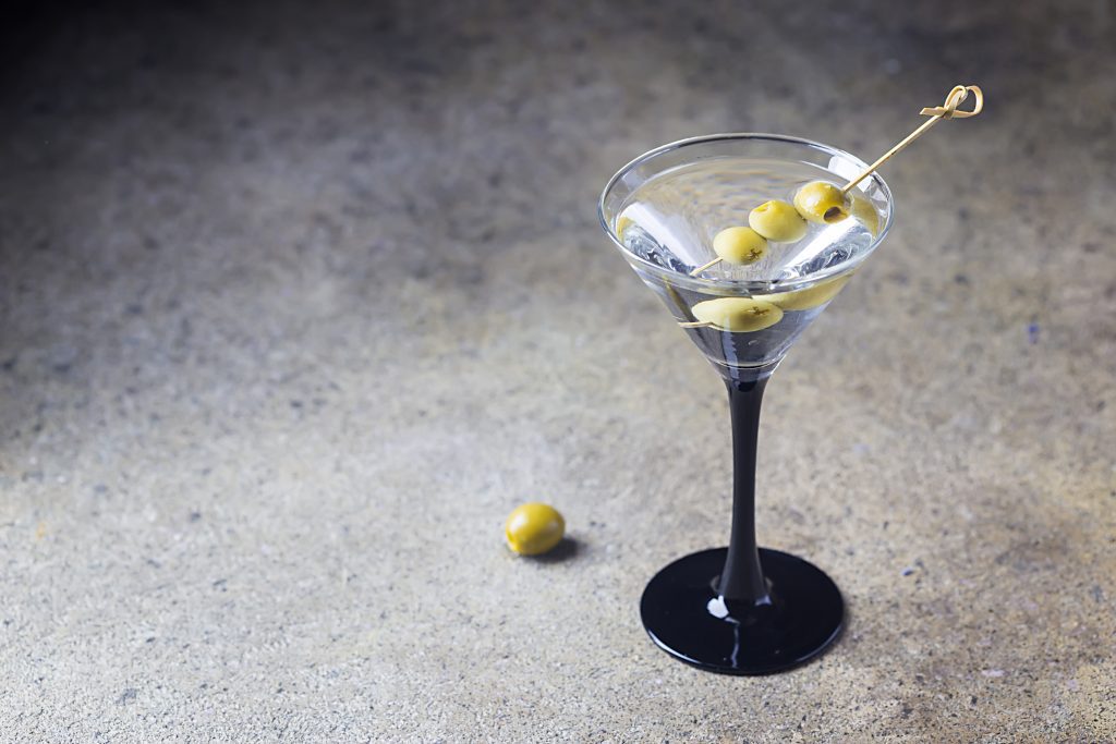 Cocktail martini with olives